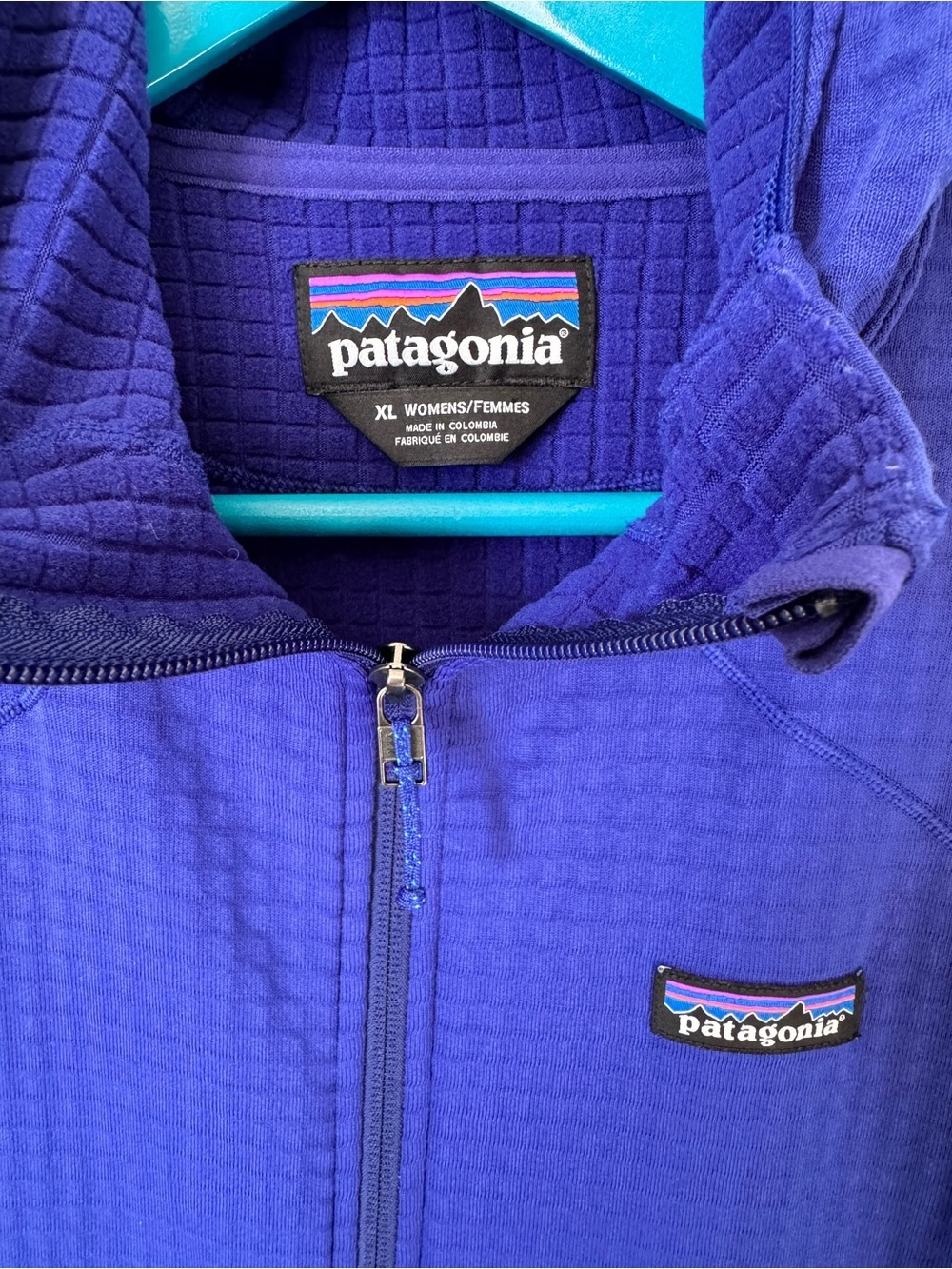 Women’s Patagonia R1 Air Full Zip Hoody Size XL Like New Cobalt Blue - Picture 4 of 10